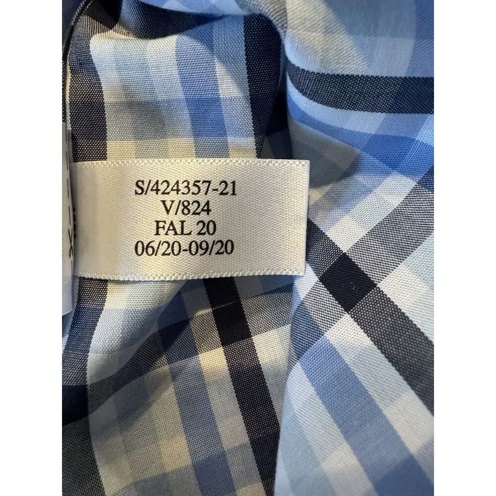 Banana Republic Non-Iron‎ Untucked Fit Shirt L Blue Plaid 100% Cotton